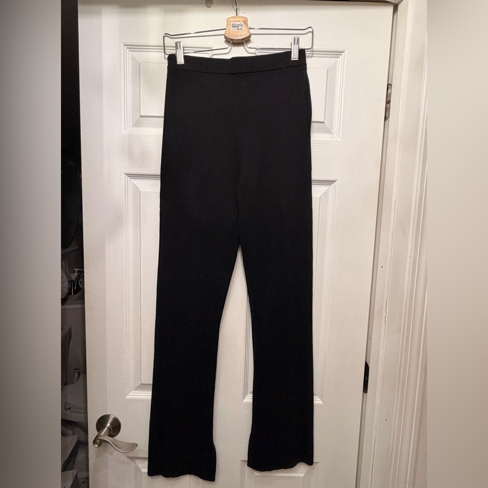 SMINFINITY Classic Black Straight Leg Pants size M. Merino wool with pockets